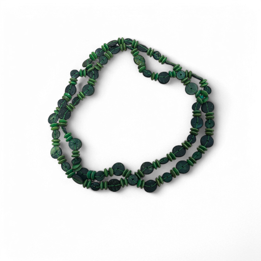 Holzkette Damen grün Naturmaterial Rundperlen Boho Schmuck Sommer Halskette 76cm