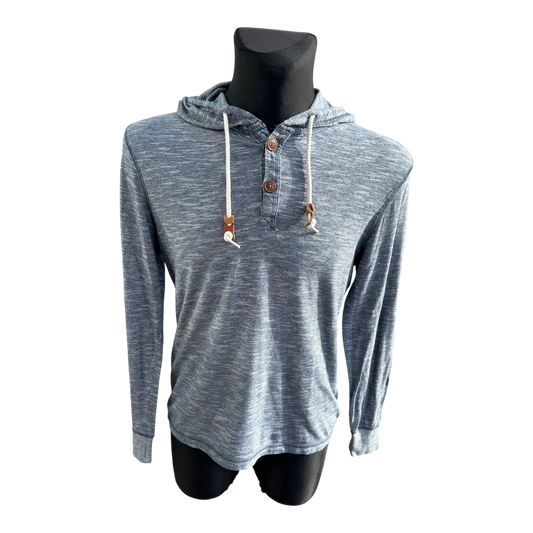 Relay Jeans Longsleeve Herren Gr M Blau Dünn Kapuze Baumwolle Leicht Freizeit