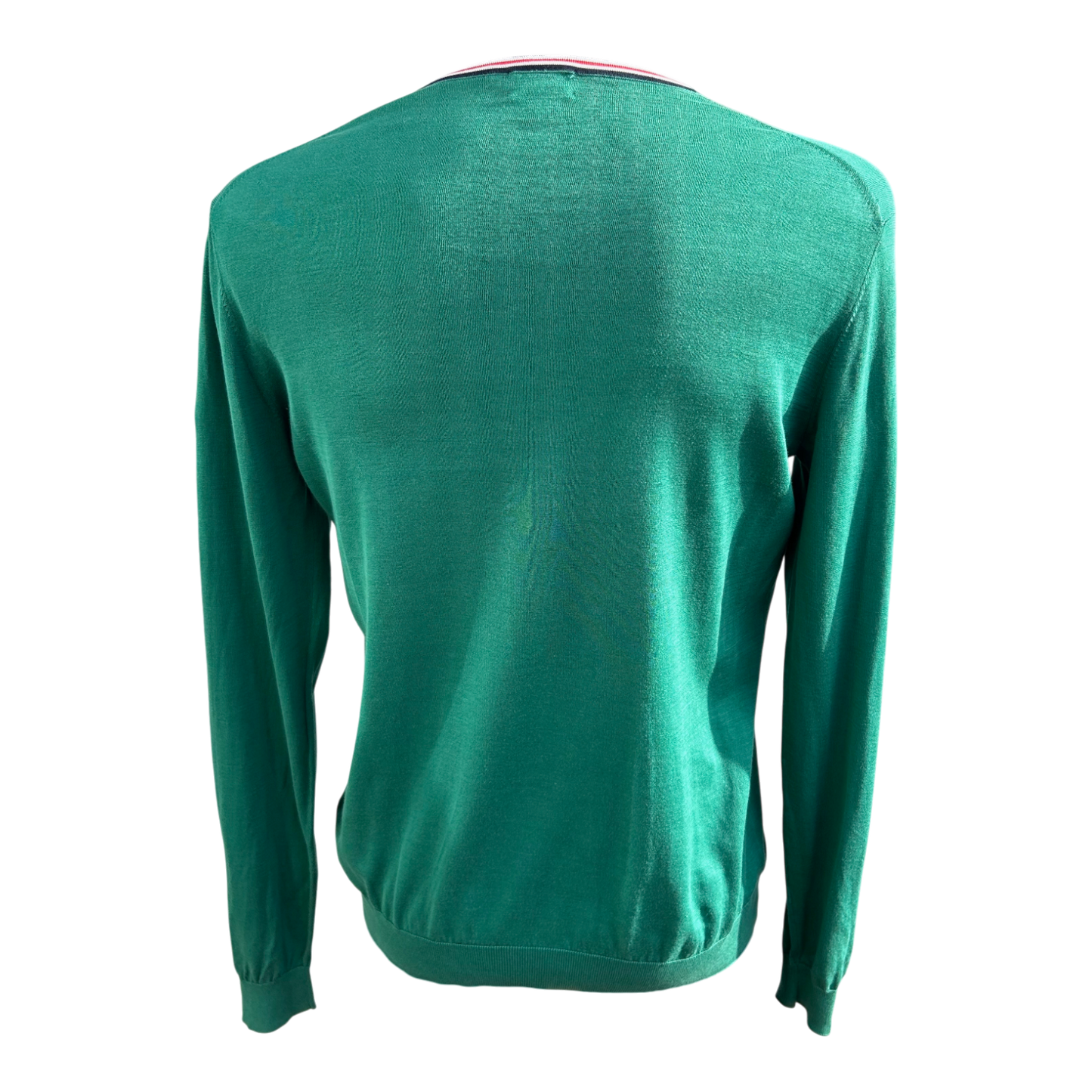 H&M Pullover Herren Gr L Grün V-Ausschnitt Baumwolle Seide Elegant Leicht