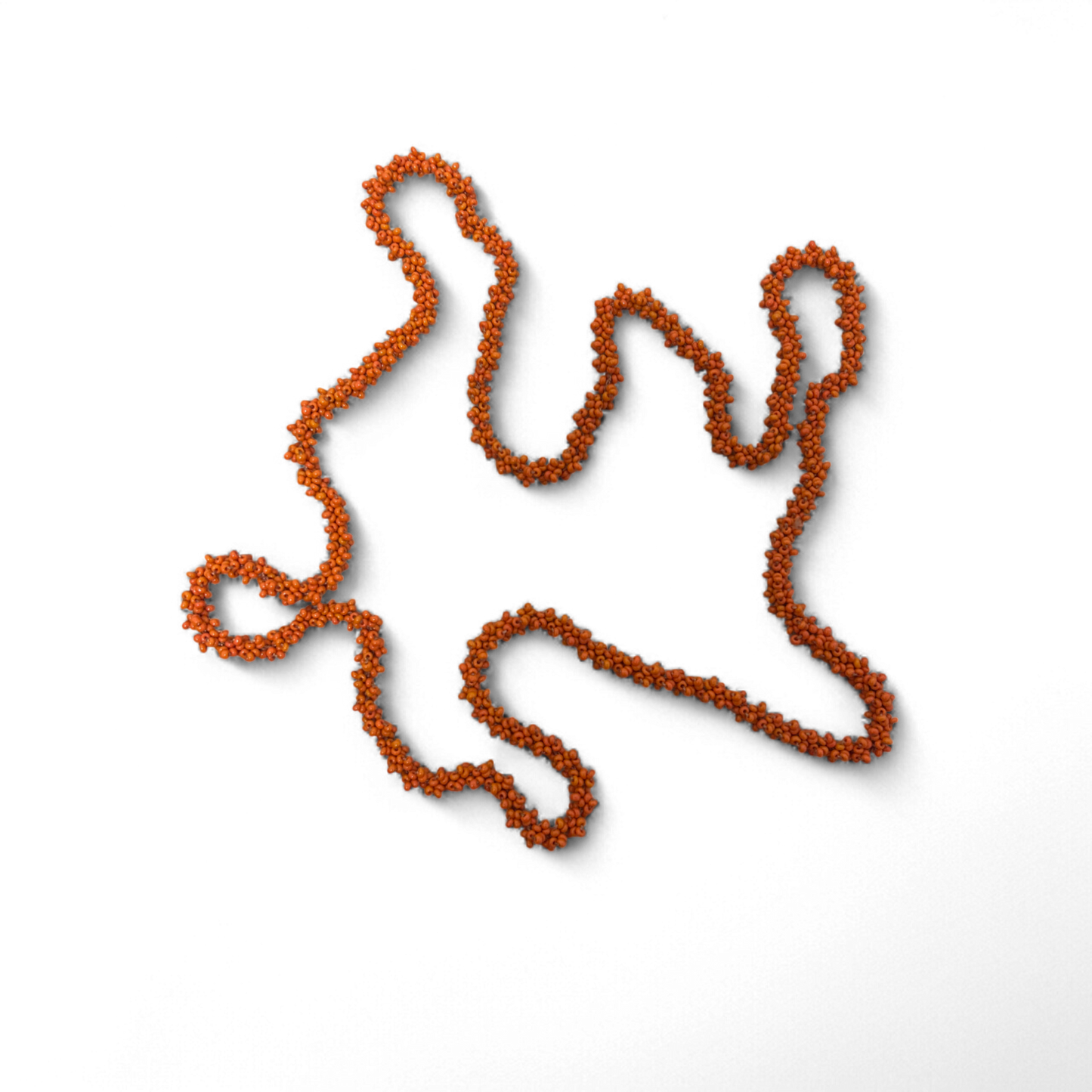 Halskette Damen orange Kunststoffperlen lang einreihig Retro Sommer Schmuck 136cm