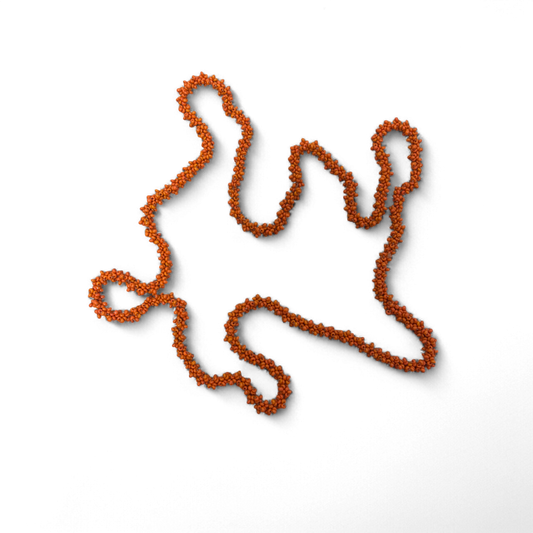 Halskette Damen orange Kunststoffperlen lang einreihig Retro Sommer Schmuck 136cm