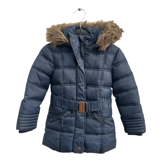 Palomino Winterjacke Kinder Gr 104 Blau Kapuze Gürtel Warm Gefüttert Steppjacke