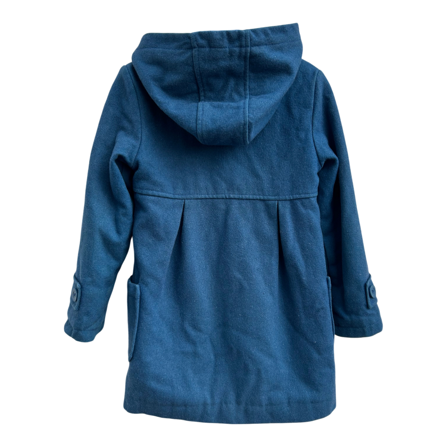Vertbaudet Wollmantel Kinder Gr 116 Blau Kapuze Dufflecoat Warm Gefüttert Elegant