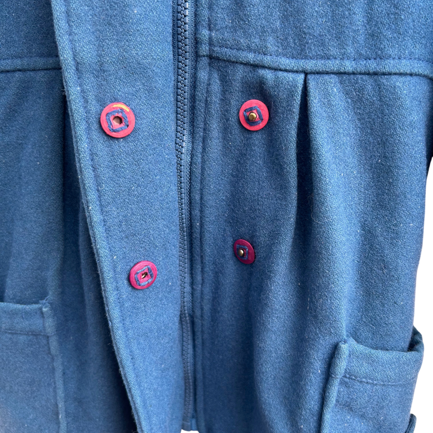 Vertbaudet Wollmantel Kinder Gr 116 Blau Kapuze Dufflecoat Warm Gefüttert Elegant