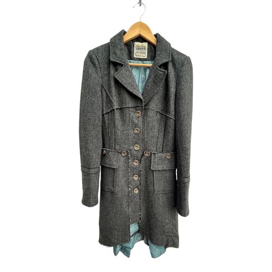 Object Collectors Item Mantel Damen Gr S Grau Wolle Viskose Lang Gefüttert Elegant