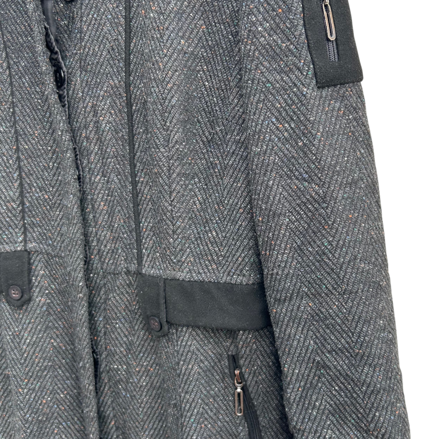 Manttocu Luxury Mantel Damen Gr 38 Grau Wollmischung Lang Schulterpolster Elegant