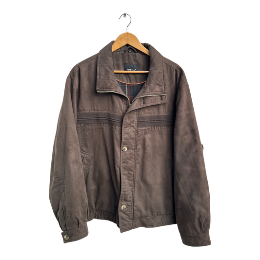 Belcade Herrenjacke Gr 56 Kurz Braun Micro Suede Übergangsjacke Reißverschluss