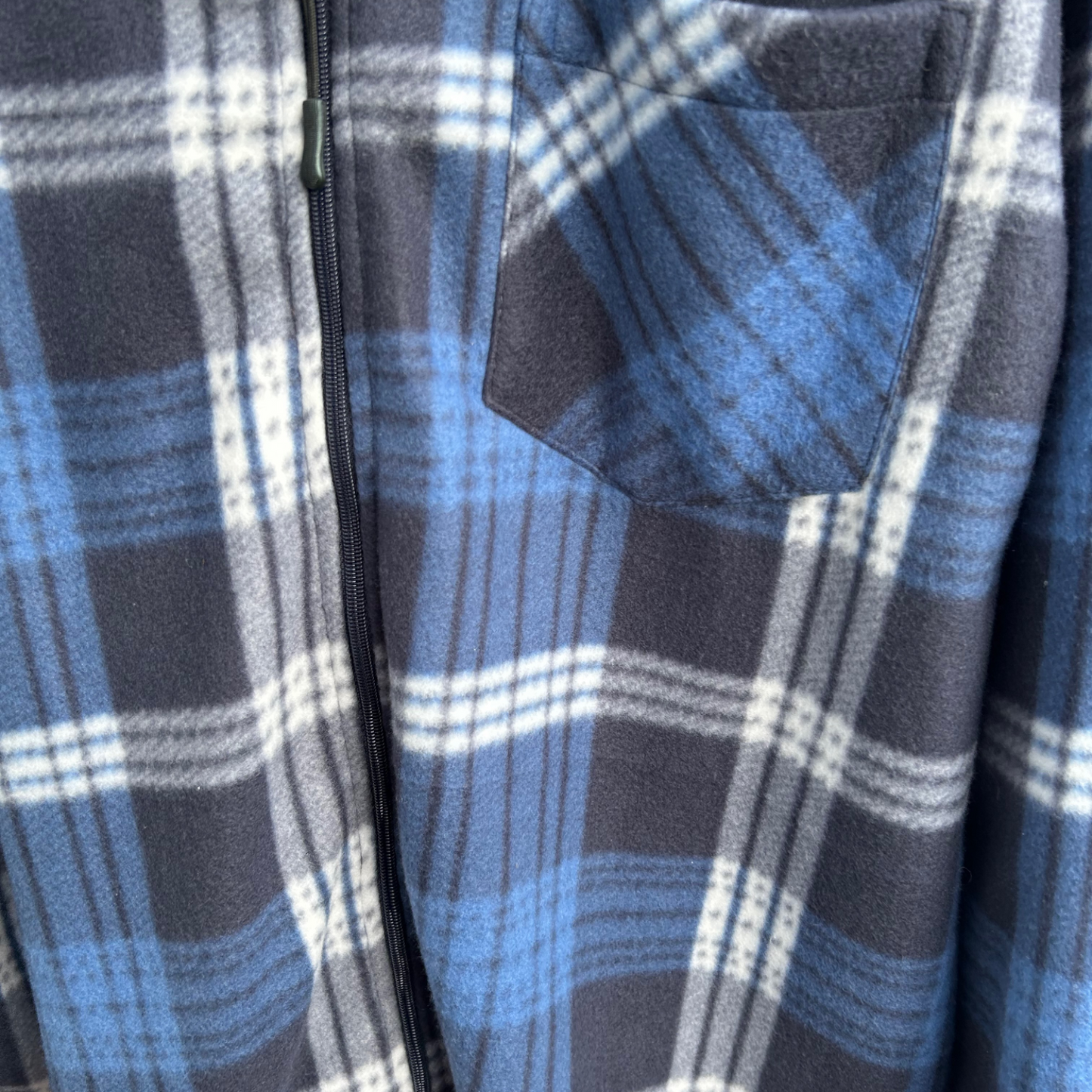 Hemdjacke Fleecehemd Herren Gr XL Blau Kariert Reißverschluss Superweich Warm Freizeit