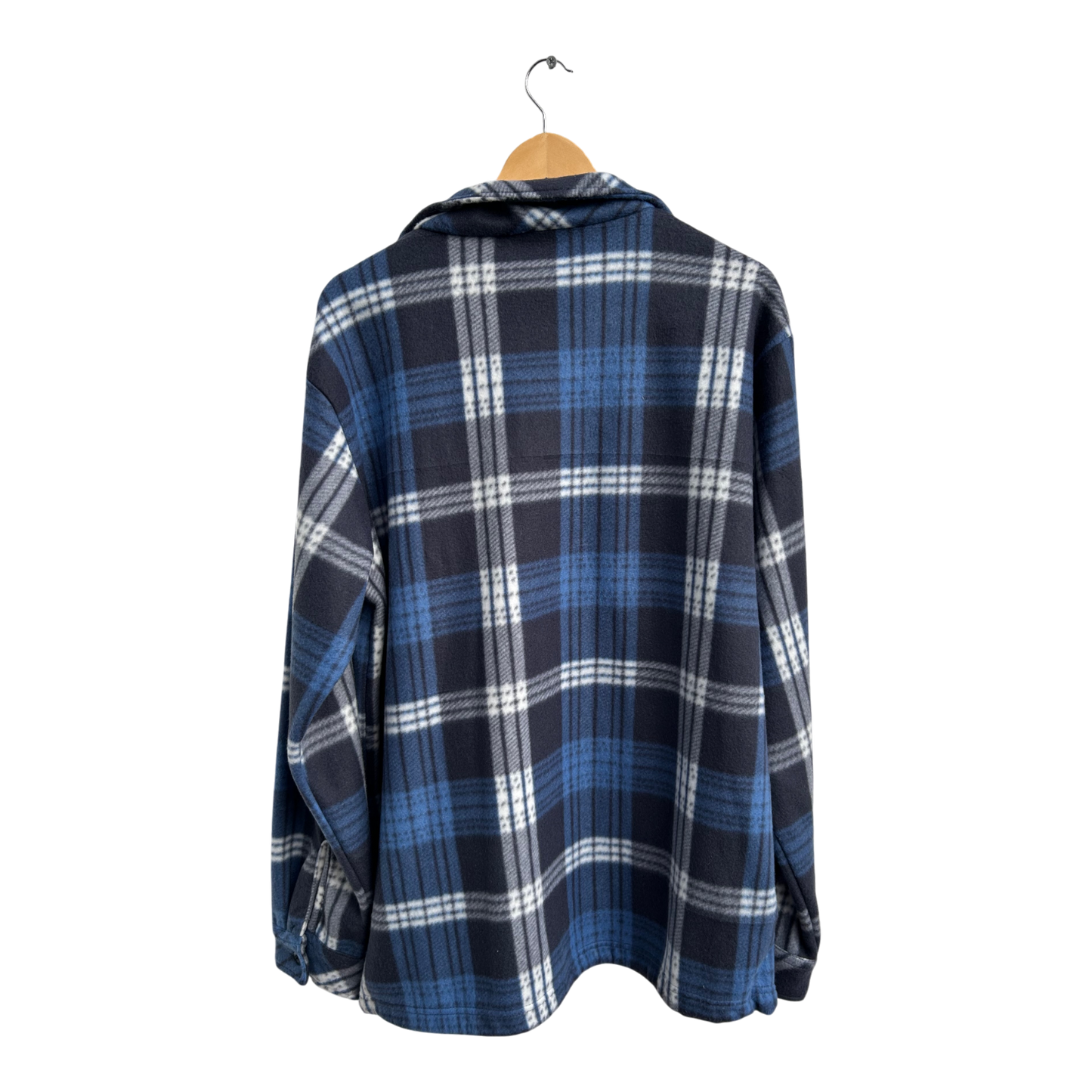 Hemdjacke Fleecehemd Herren Gr XL Blau Kariert Reißverschluss Superweich Warm Freizeit
