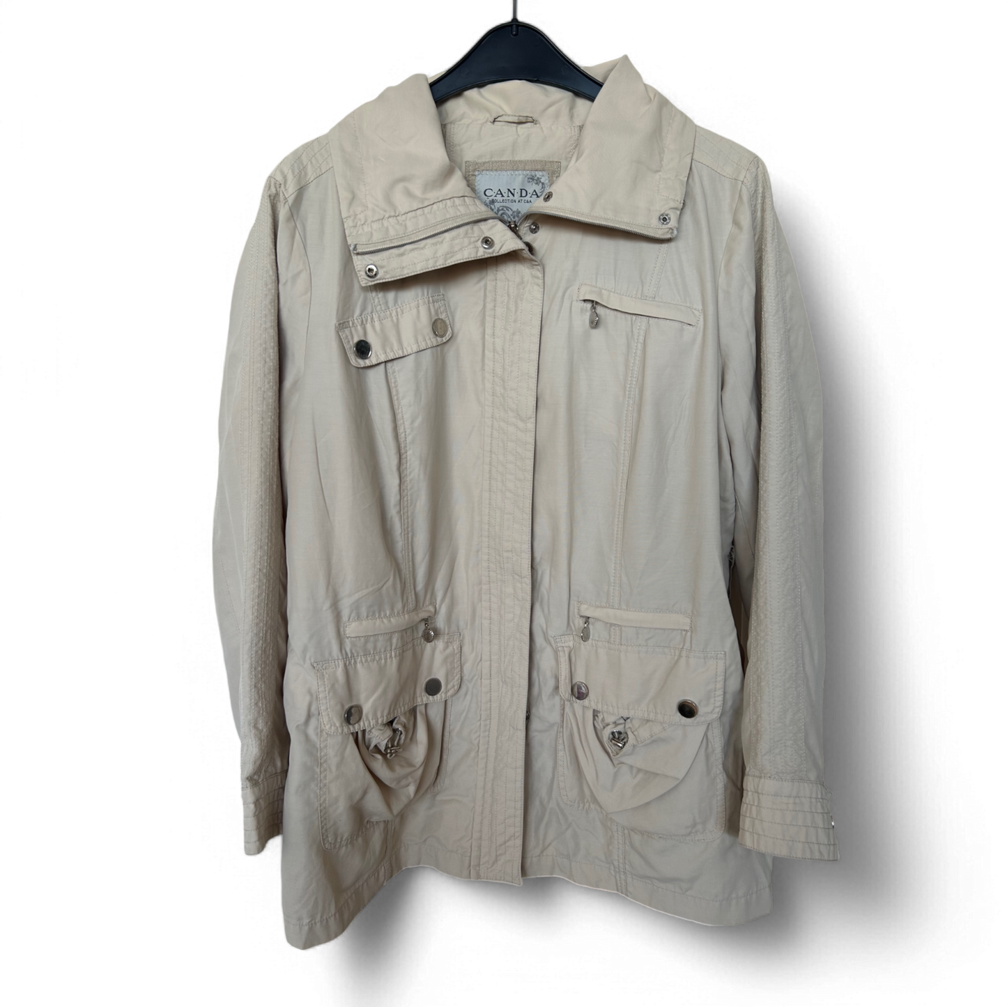 🌾 CANDA Jacke Damen Gr. 48 Beige – Taschen & Kapuze 🧵