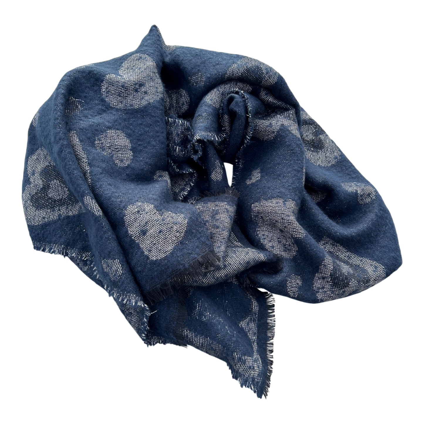 Milano Schal Tuch Blau Herzen weich groß Winter Accessoire Viskose warm kuschelig