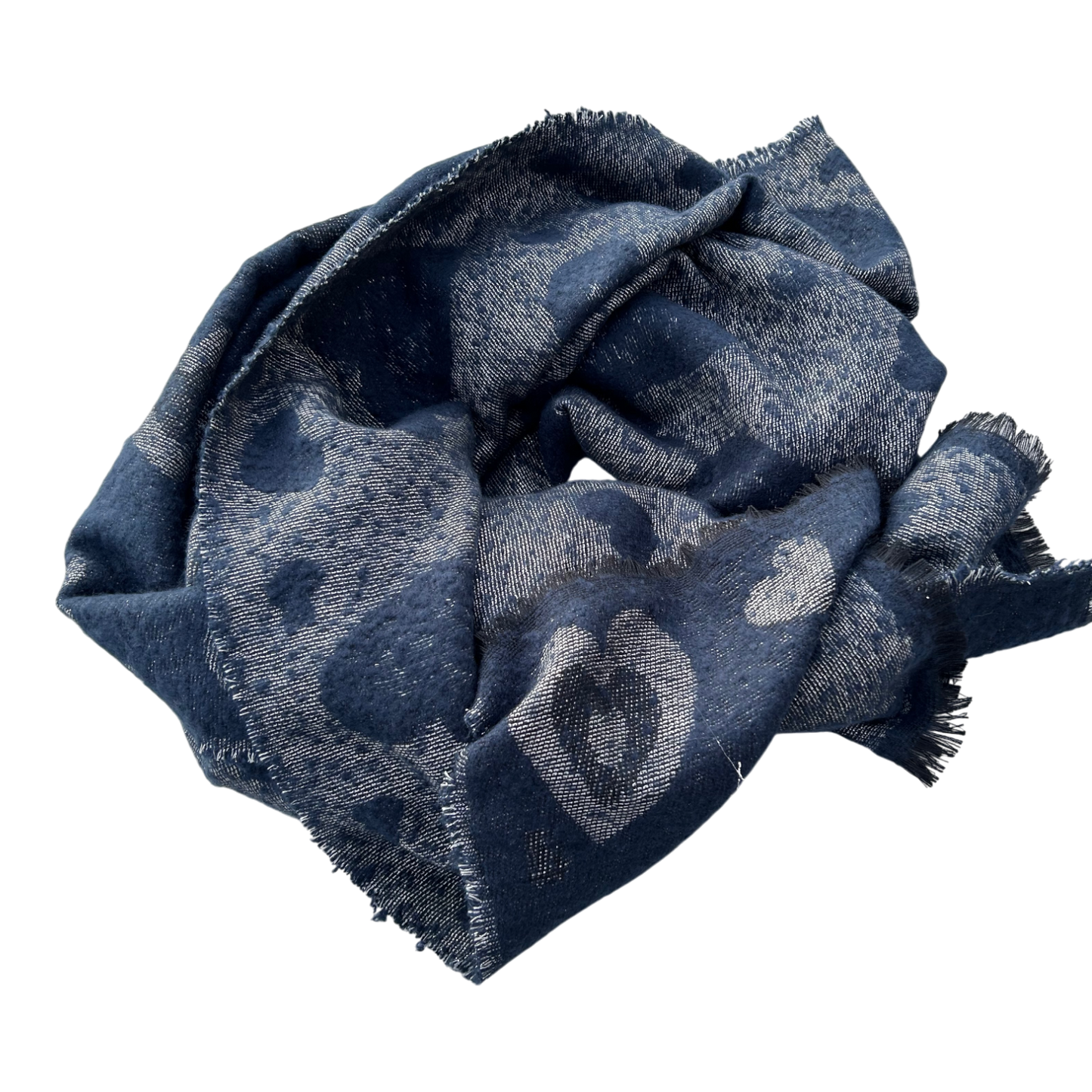 Milano Schal Tuch Blau Herzen weich groß Winter Accessoire Viskose warm kuschelig