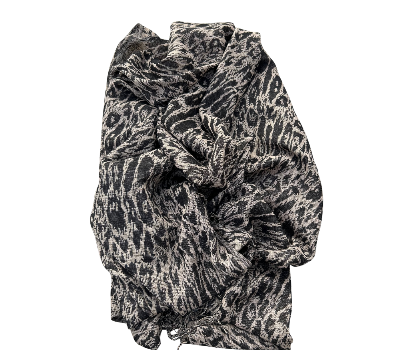 Damen Schal Tuch Braun Schwarz Muster weich Fransen Winter Accessoire leicht modern