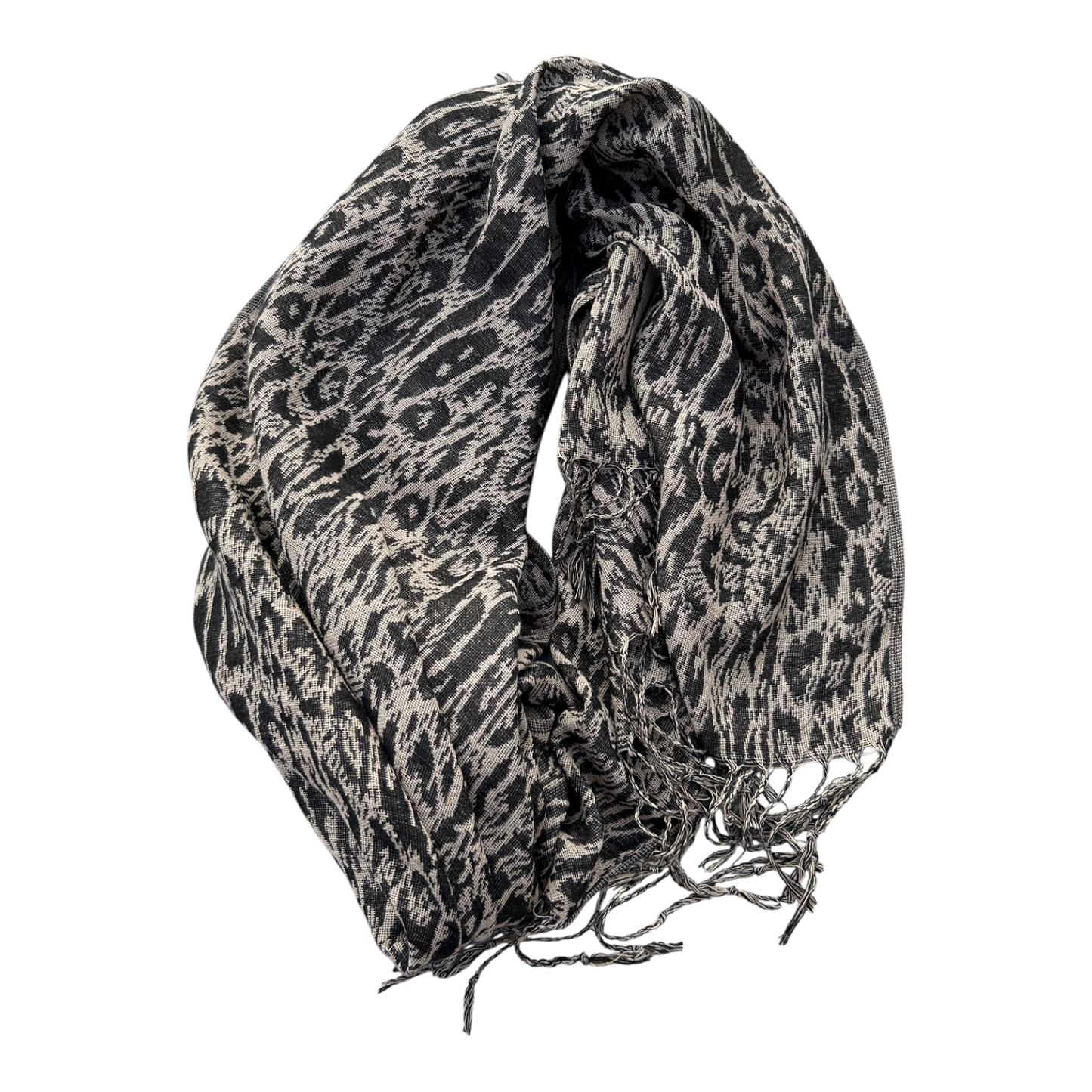 Damen Schal Tuch Braun Schwarz Muster weich Fransen Winter Accessoire leicht modern