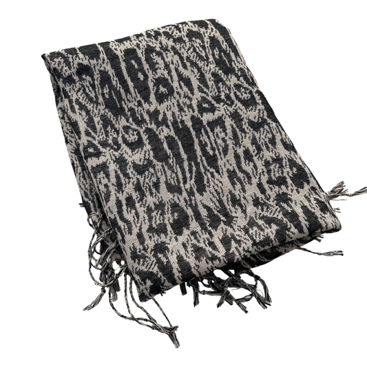 Damen Schal Tuch Braun Schwarz Muster weich Fransen Winter Accessoire leicht modern