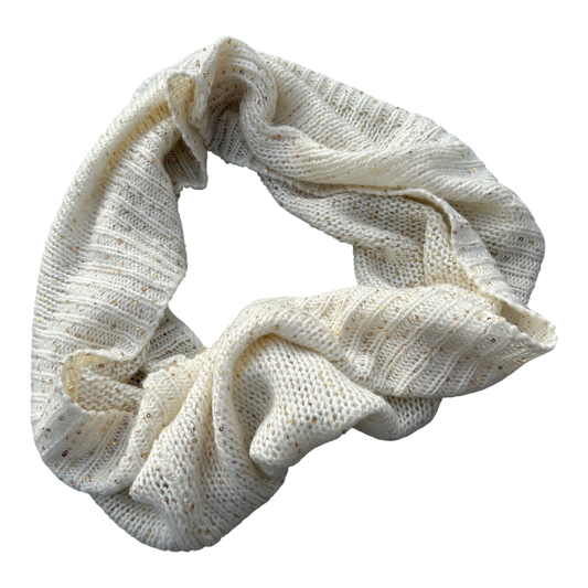 Loop Schal Damen wollweiss gold Pailletten weich warm Winter Strick elegant Accessoire