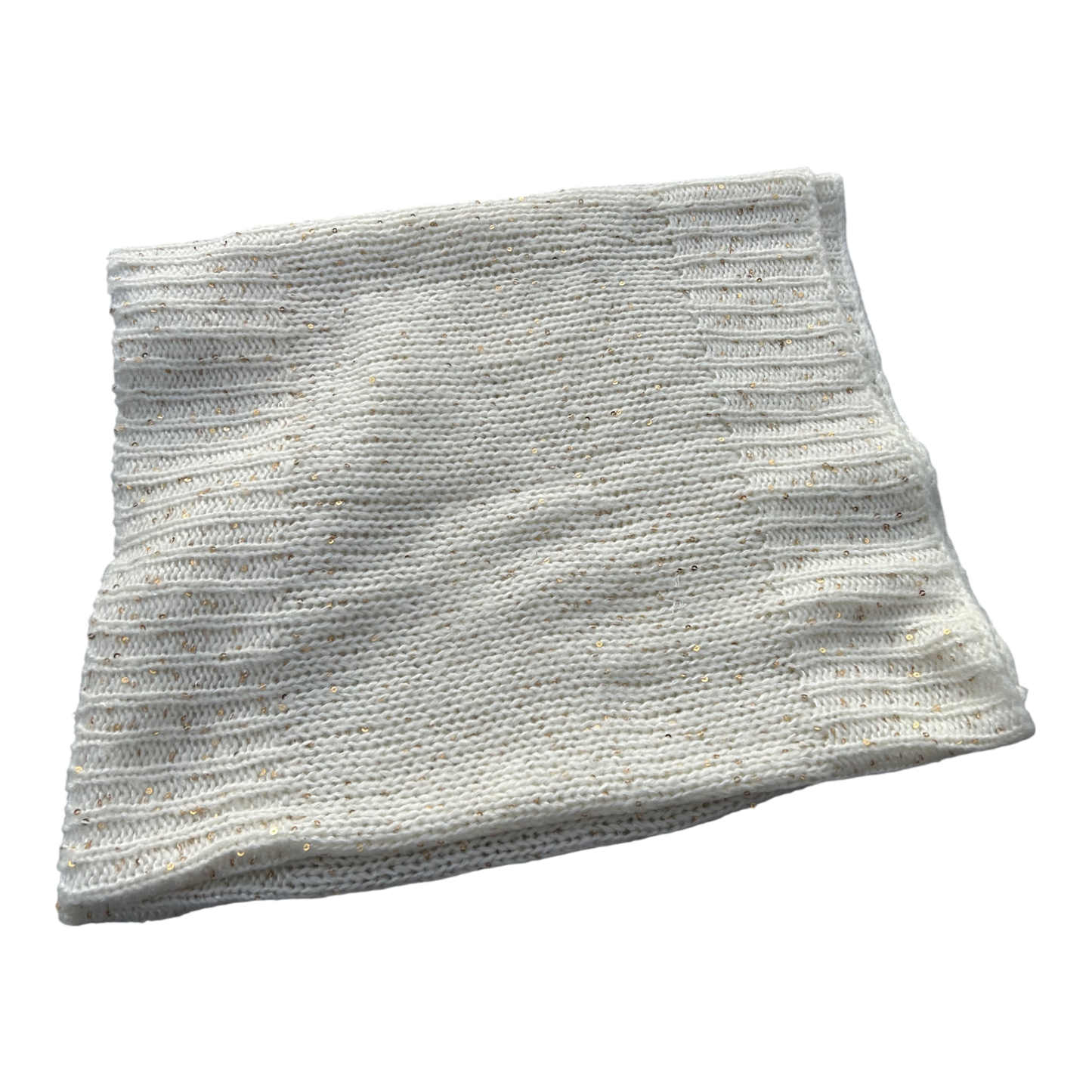 Loop Schal Damen wollweiss gold Pailletten weich warm Winter Strick elegant Accessoire