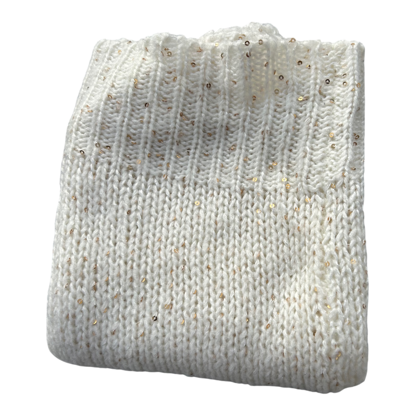 Loop Schal Damen wollweiss gold Pailletten weich warm Winter Strick elegant Accessoire