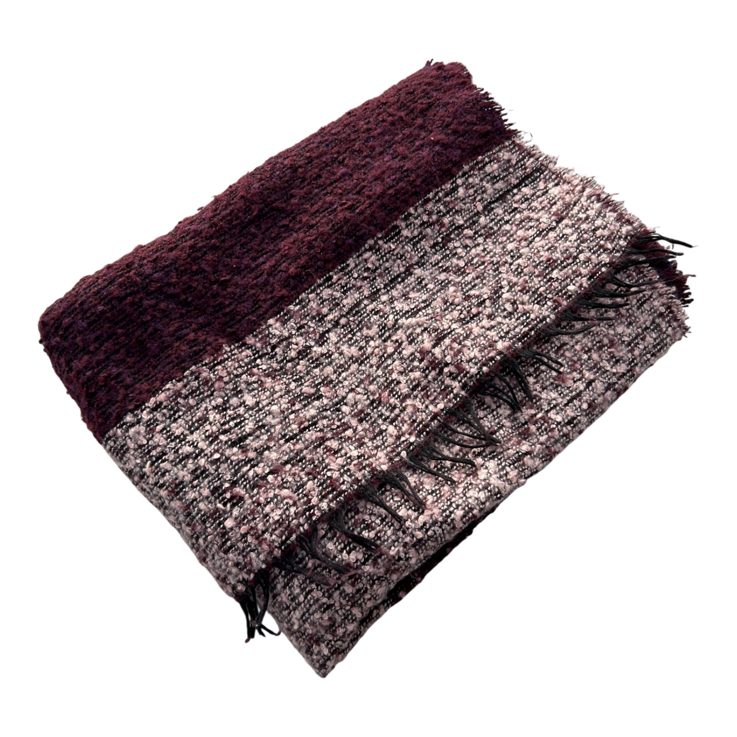 Schal Tuch Bordeaux Lila weich Fransen Winter Accessoire warm Viskosemix modern