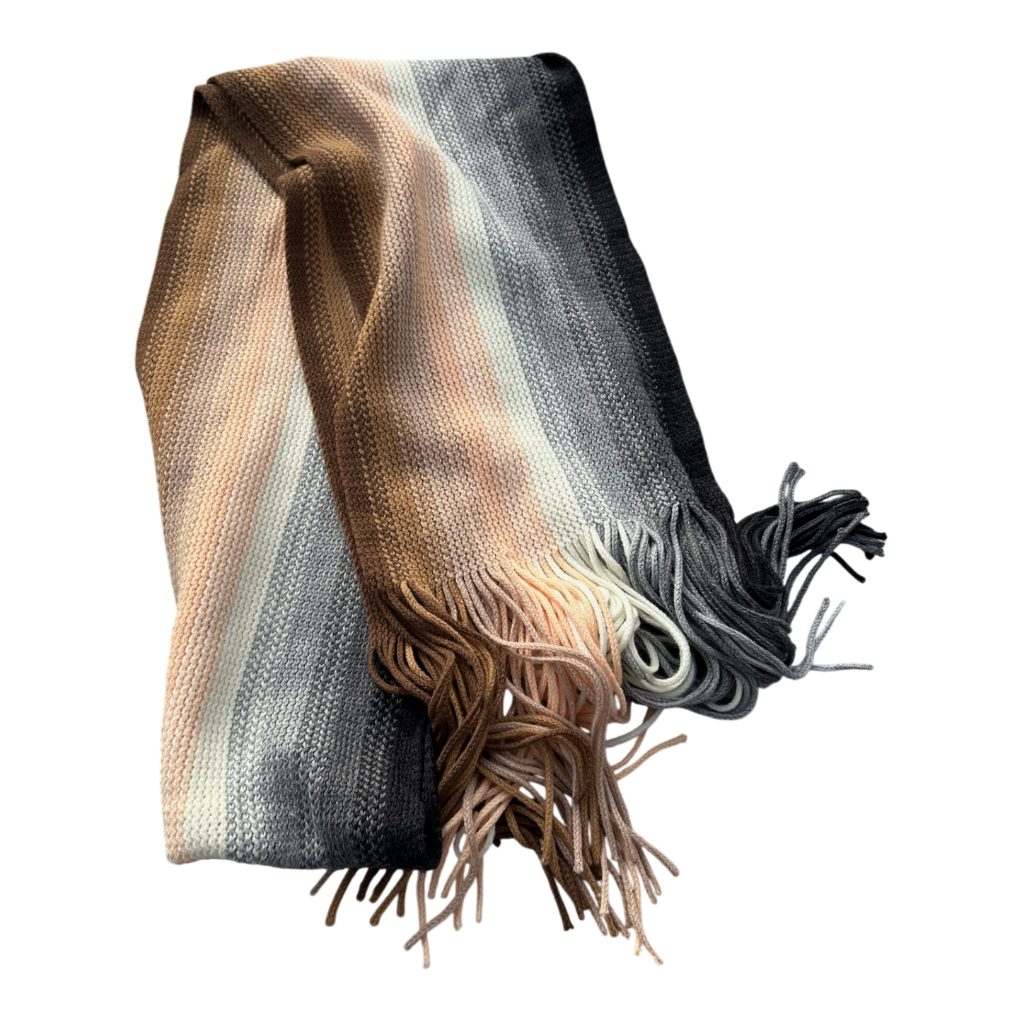 Schal Tuch Streifen weich Fransen Beige Grau Creme Winter Accessoire warm modern