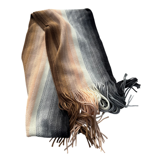 Schal Tuch Streifen weich Fransen Beige Grau Creme Winter Accessoire warm modern