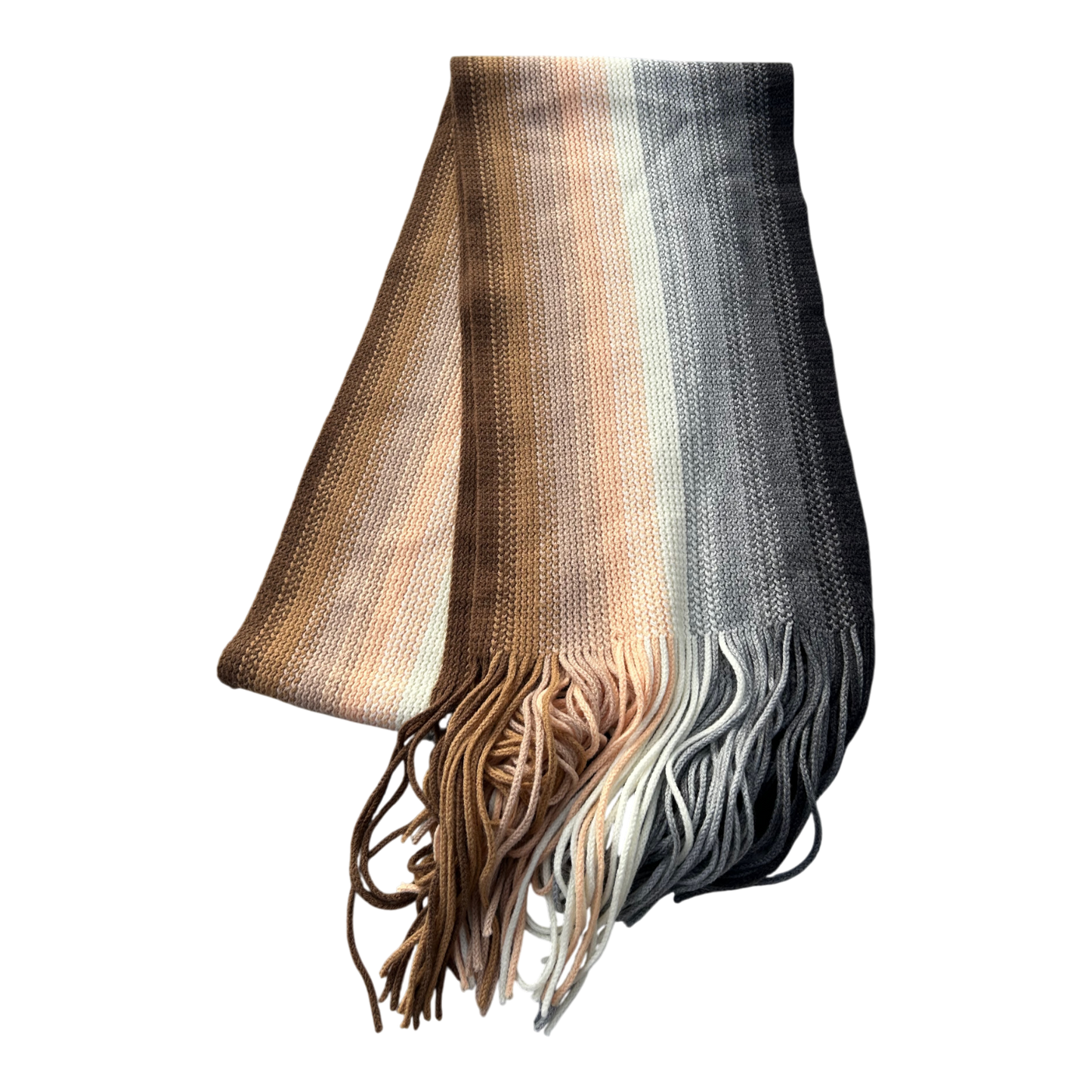 Schal Tuch Streifen weich Fransen Beige Grau Creme Winter Accessoire warm modern