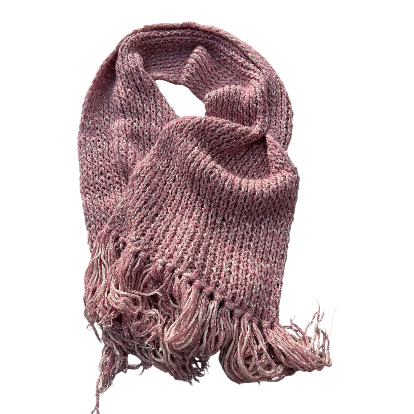 Damen Schal Strick Rosa Fransen weich Winter Accessoire kuschelig warm meliert