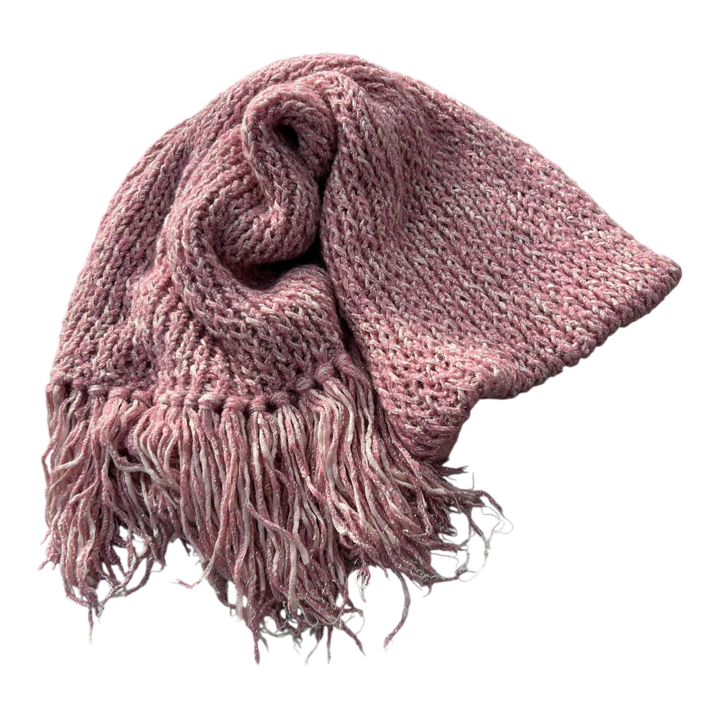 Damen Schal Strick Rosa Fransen weich Winter Accessoire kuschelig warm meliert