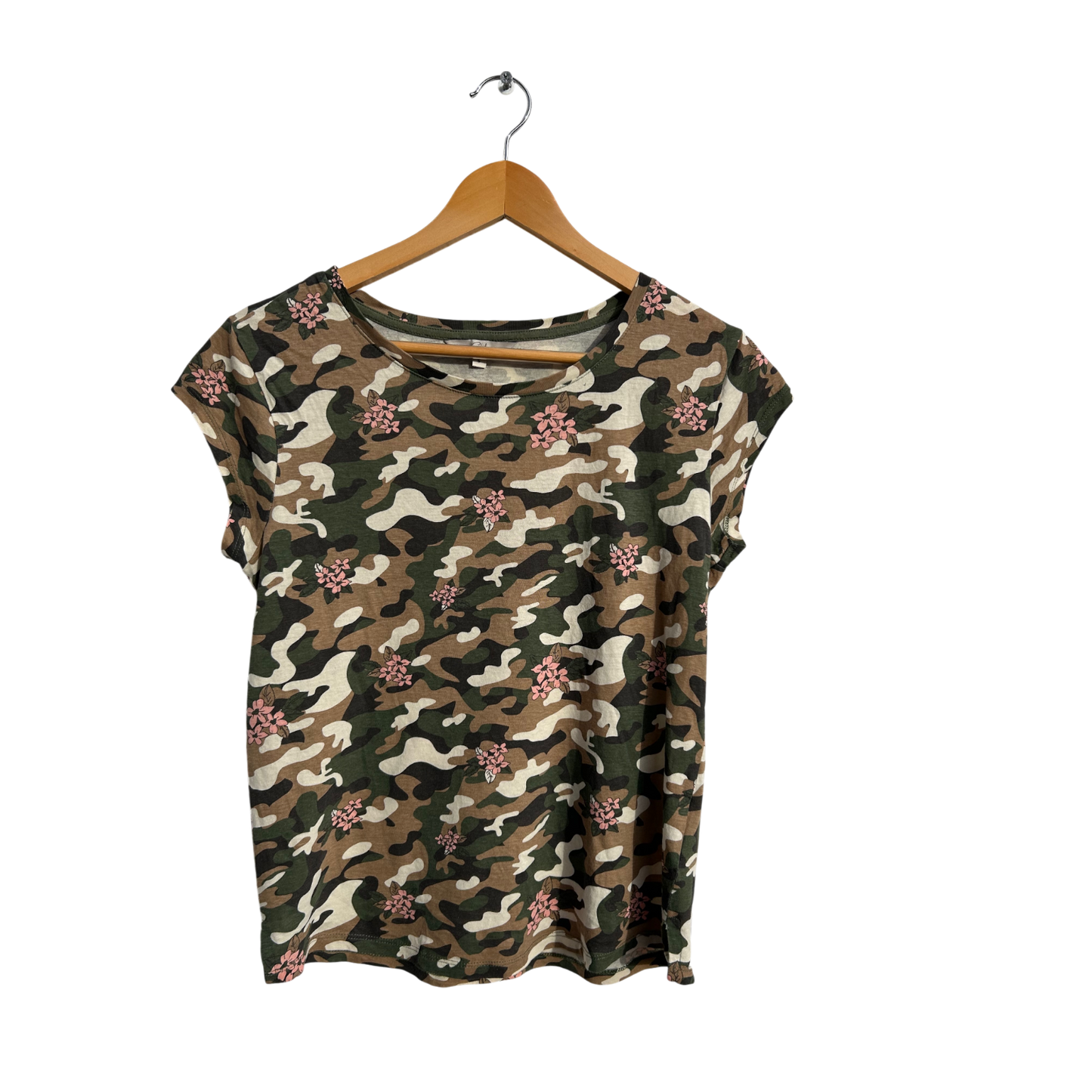 Clockhouse T Shirt Damen Gr S Camouflage Blumen Muster Baumwolle Kurzarm Sommer
