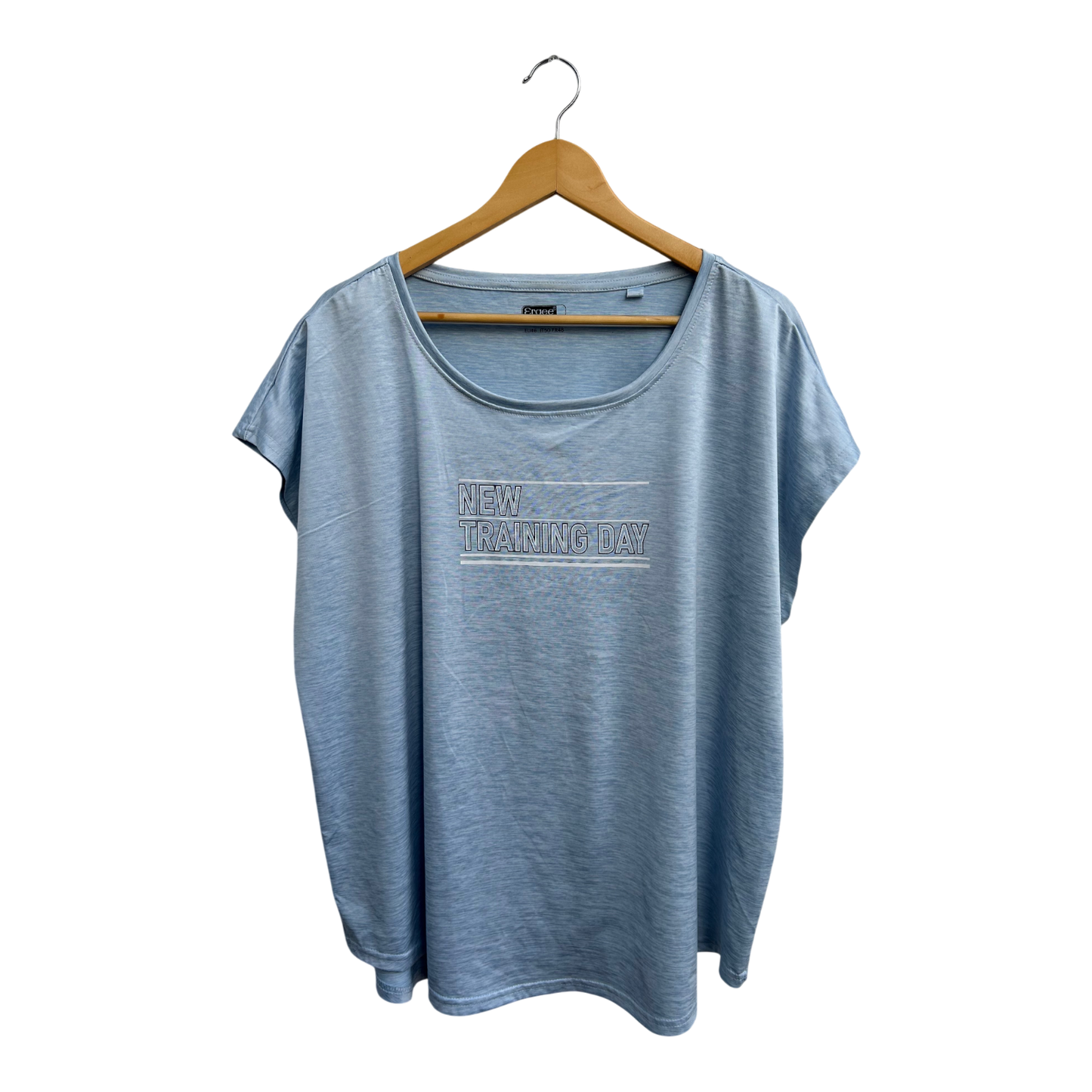 Ergee Shirt Damen Gr 46 Hellblau Stretch Kurzarm Sportshirt Viskosemix Locker