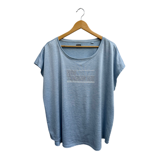 Ergee Shirt Damen Gr 46 Hellblau Stretch Kurzarm Sportshirt Viskosemix Locker