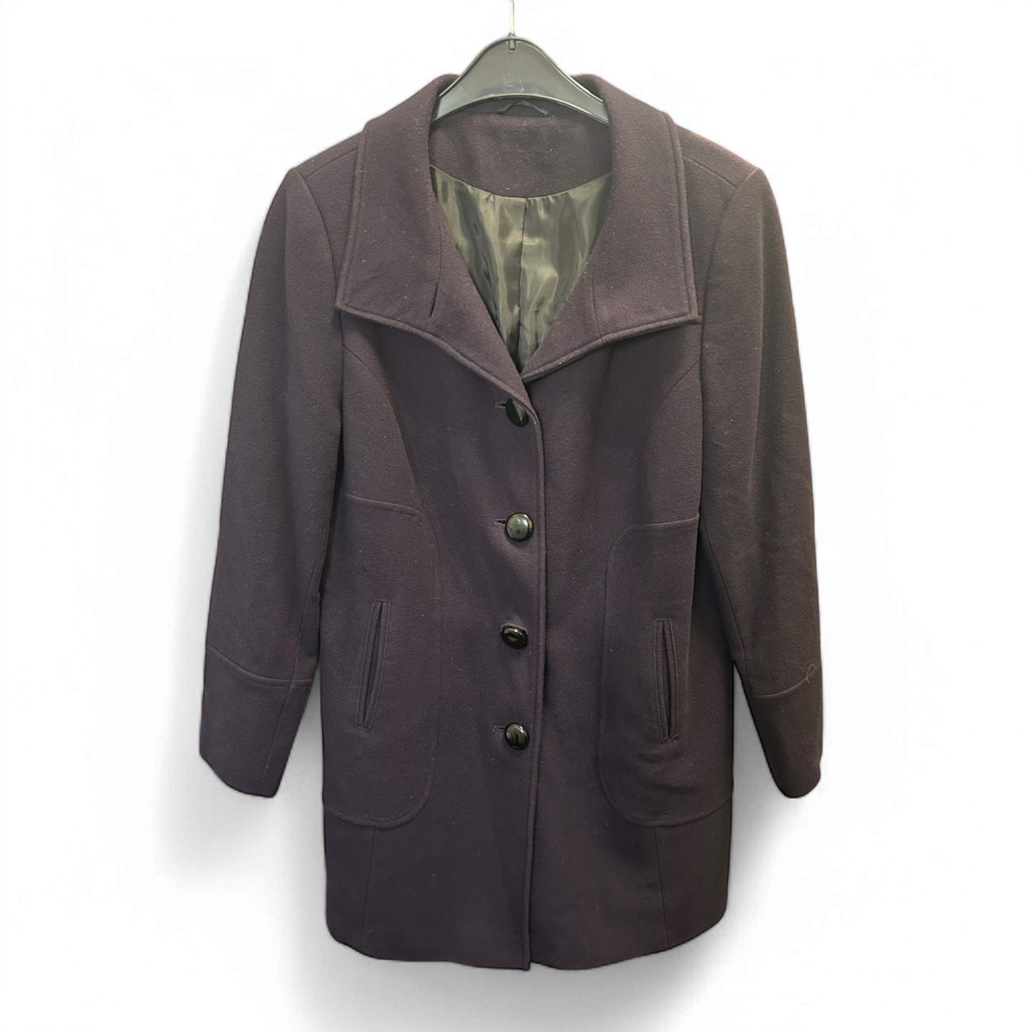 🟣 Damen Mantel Gr. 42 Dunkelviolett – Wie Neu – Elegant 🟣