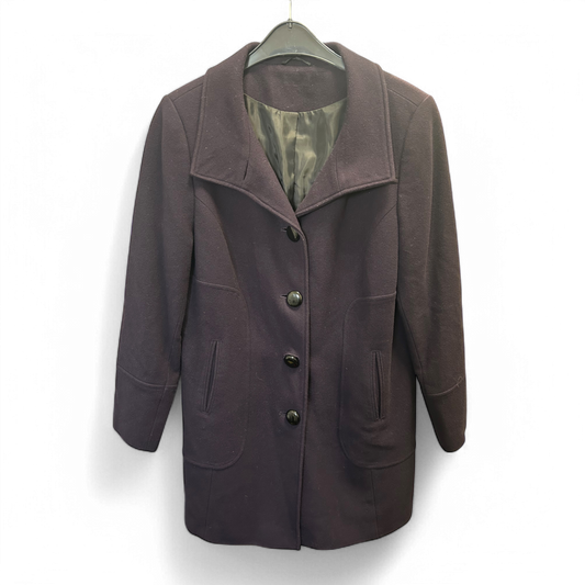 🟣 Damen Mantel Gr. 42 Dunkelviolett – Wie Neu – Elegant 🟣