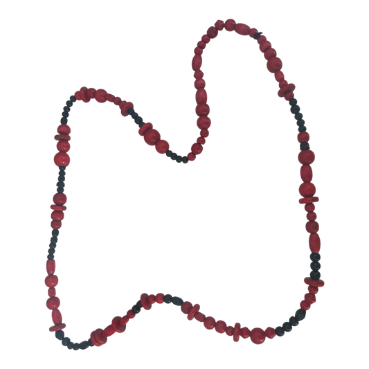 Rote Schwarz Perlenkette Damen Schmuck Kunststoff Elastisch Gummischnur
