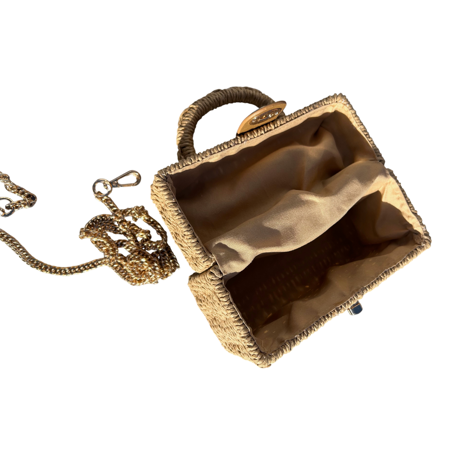 Strohtasche Beige Rechteckig Damen Tasche Sommer Korbtasche Drehverschluss Neu (Kopie)