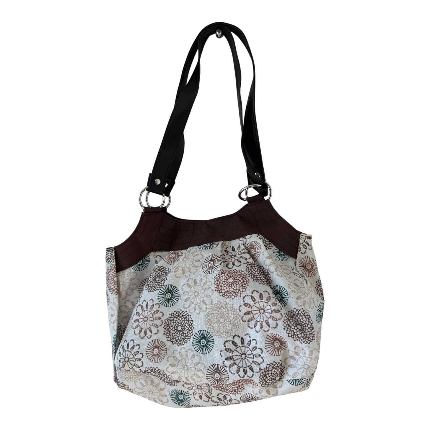 Stofftasche Braun Beige Damen Schultertasche Blumenmuster Casual Alltag Tasche Neu