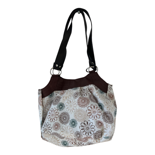 Stofftasche Braun Beige Damen Schultertasche Blumenmuster Casual Alltag Tasche Neu