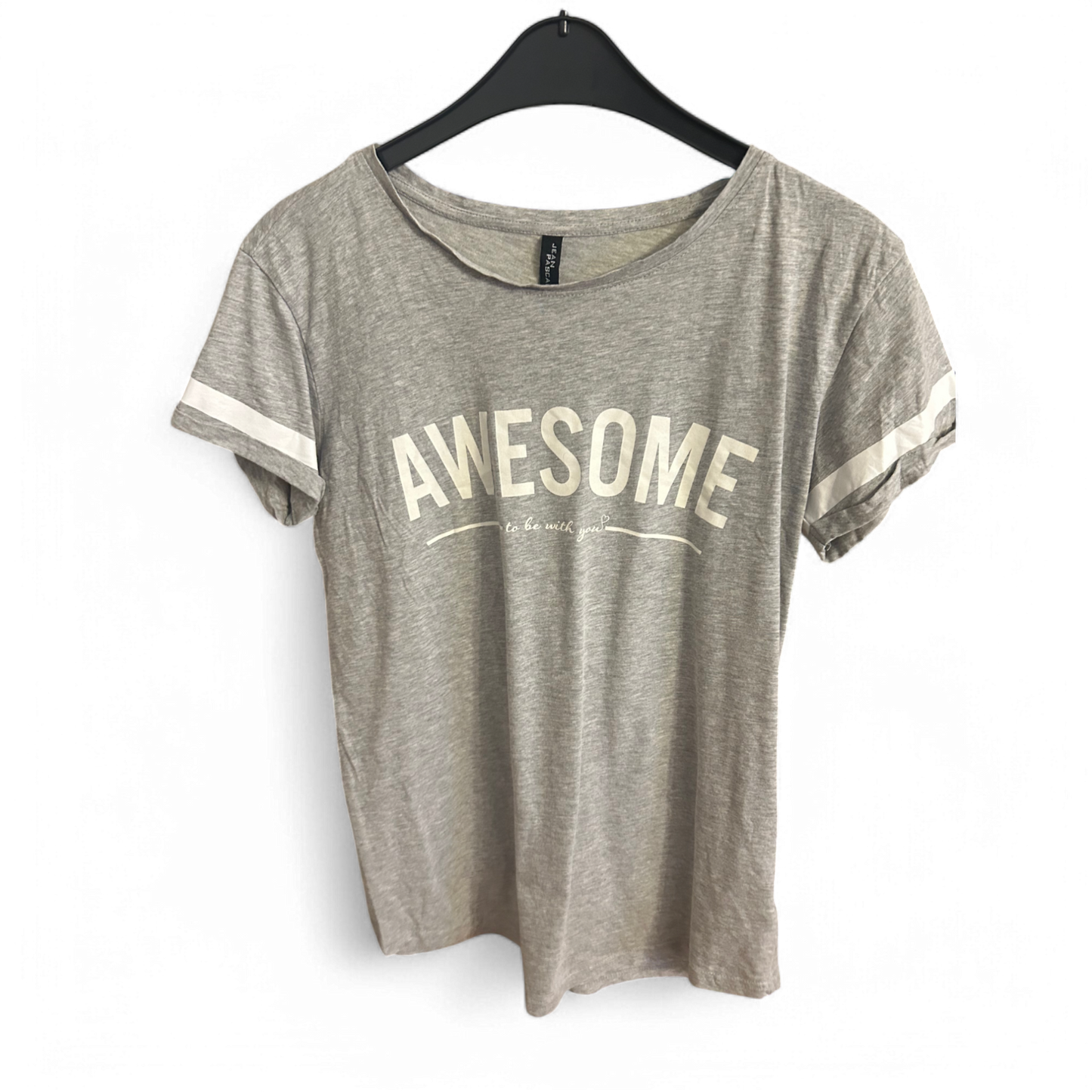 🩶 Jean Pascale T-Shirt Damen M – AWESOME Frontprint – Grau 🩶