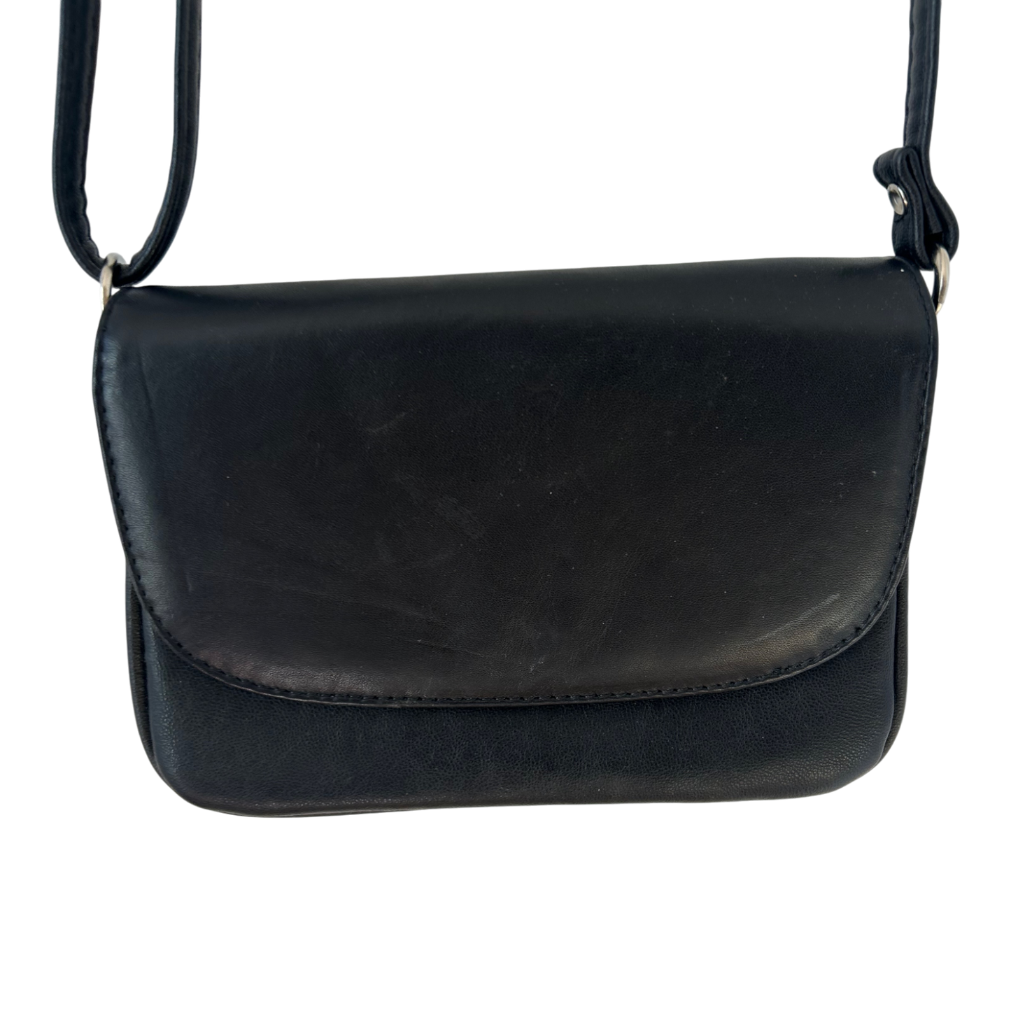 Schwarze Schultertasche Damen Kunstleder Tasche 20x15x8 cm viele Faecher Alltag