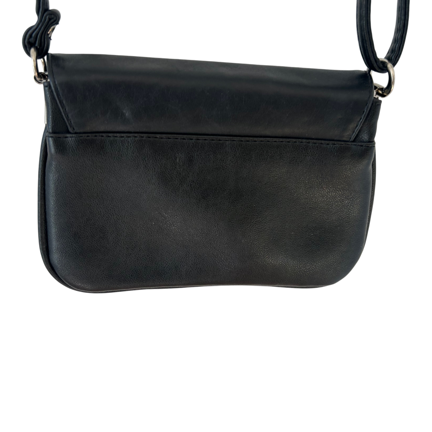 Schwarze Schultertasche Damen Kunstleder Tasche 20x15x8 cm viele Faecher Alltag