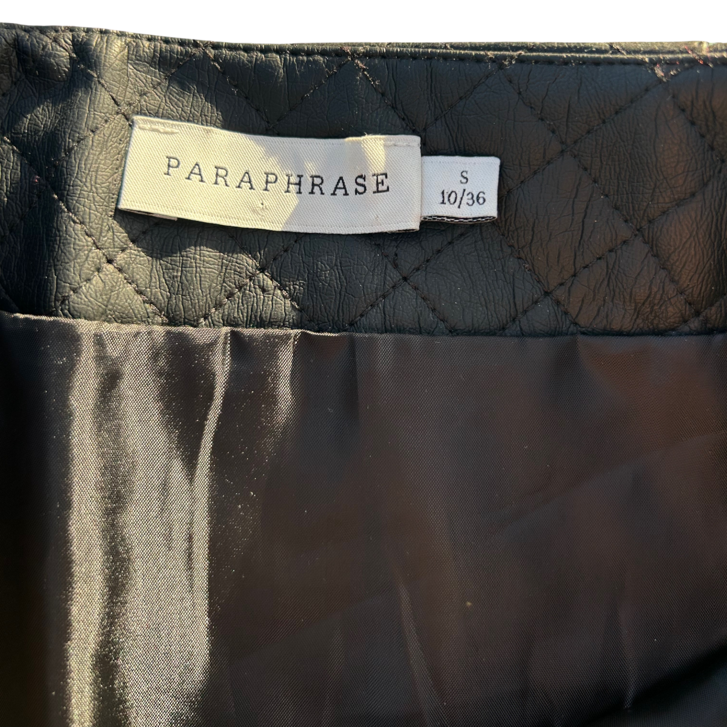 Paraphrase Damen Rock Kunstleder Schwarz Steppmuster Gr S Minirock Reissverschluss