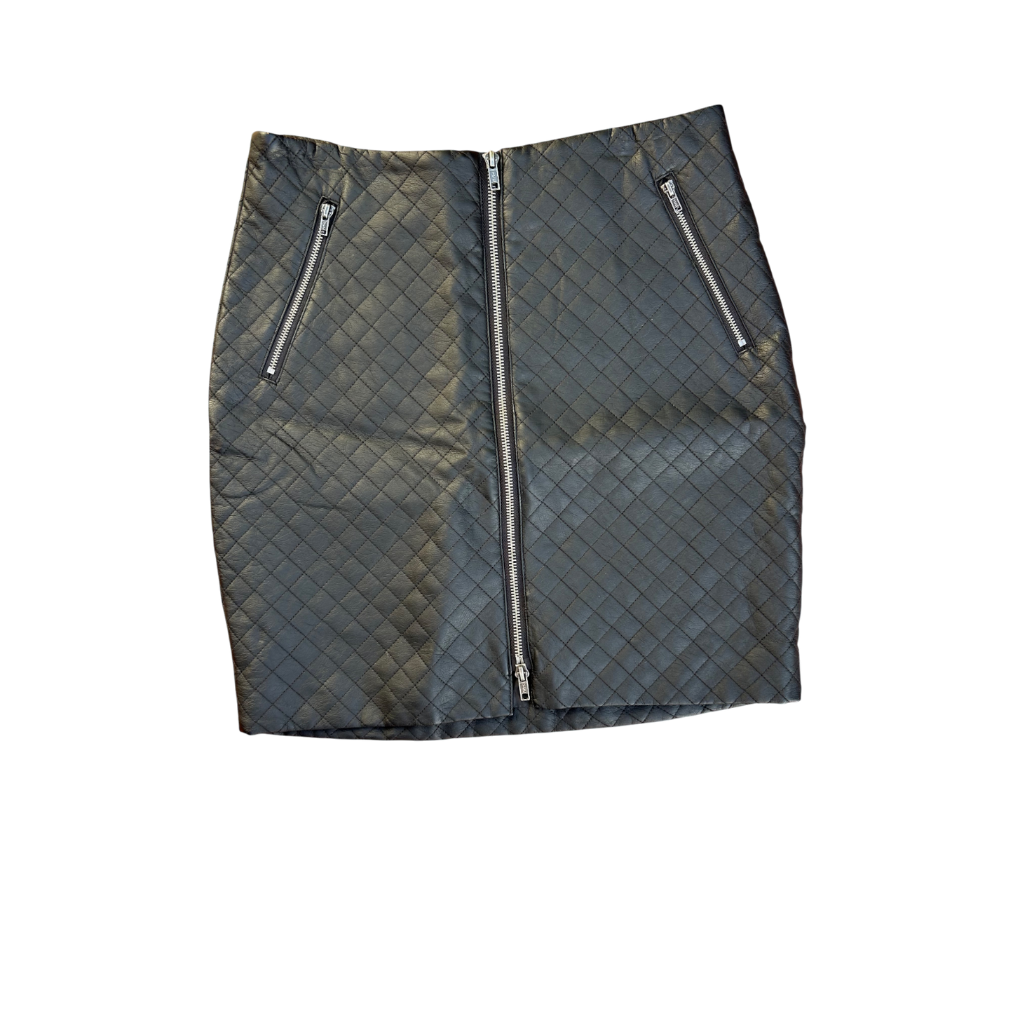 Paraphrase Damen Rock Kunstleder Schwarz Steppmuster Gr S Minirock Reissverschluss