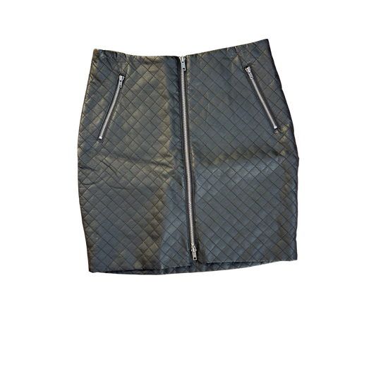 Paraphrase Damen Rock Kunstleder Schwarz Steppmuster Gr S Minirock Reissverschluss