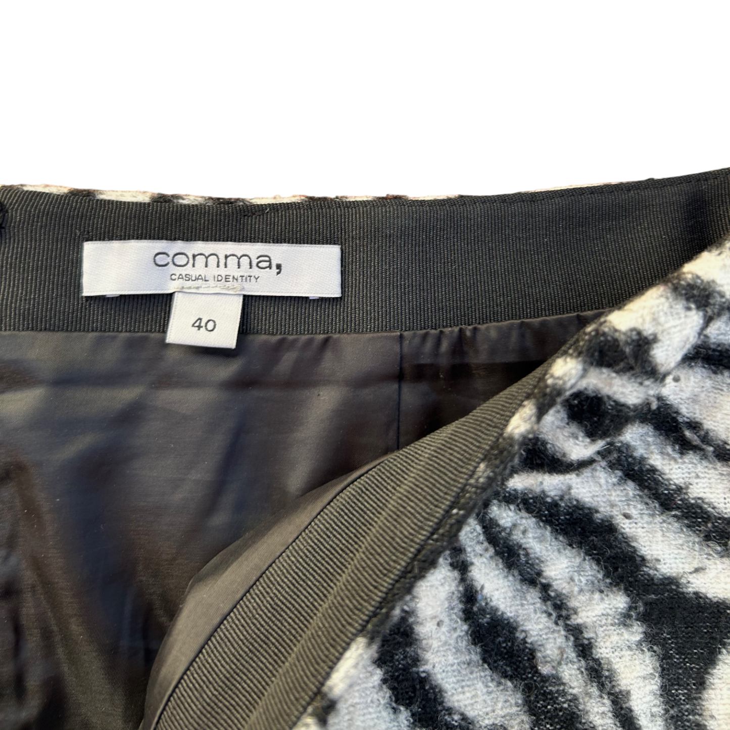 Comma Rock Damen Zebra Gr 40 Poly Viskose Kurzrock Mini Skirt Animal Muster Elegant