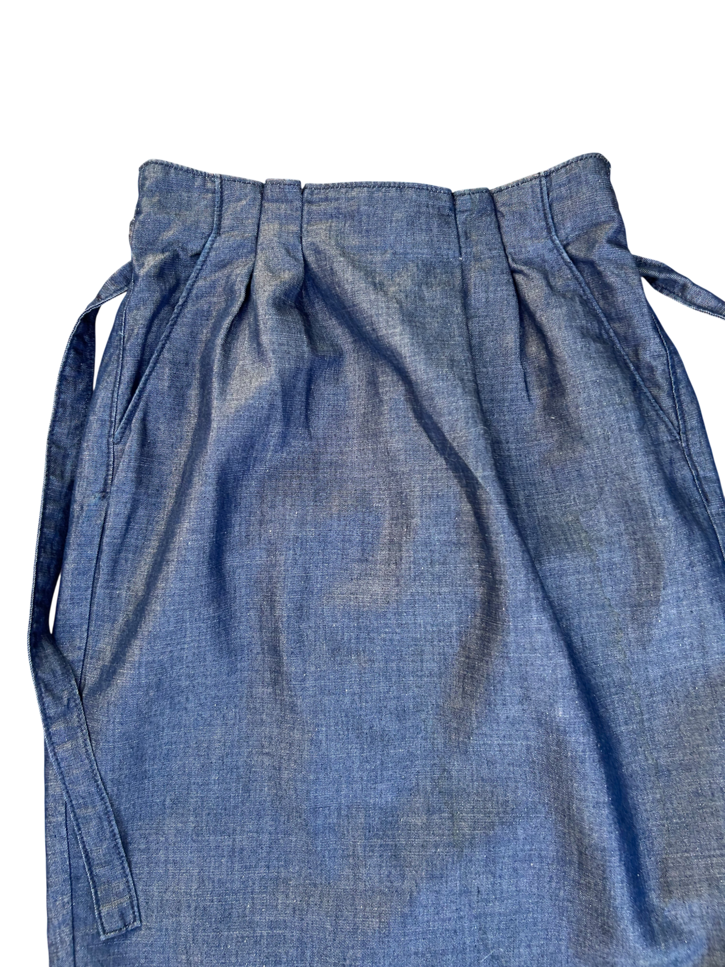 Tommy Hilfiger Damen Jeansrock Blau Gr 36 Baumwolle Leinen Lyocell Bindegürtel Knielang