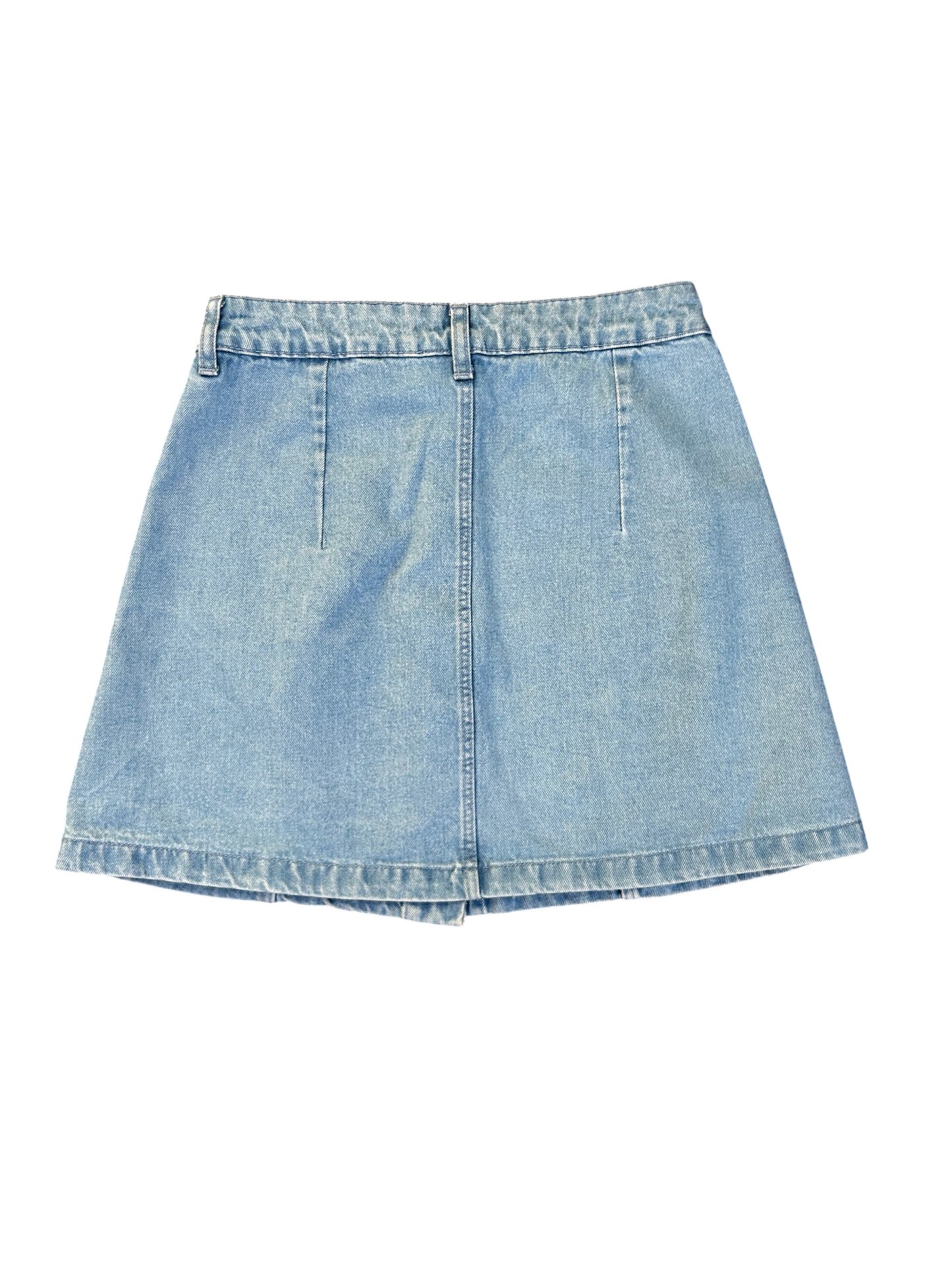 H&M Jeansrock Damen Gr 36 Denim Mini mit Taschen Knopfleiste blau Sommer Casual