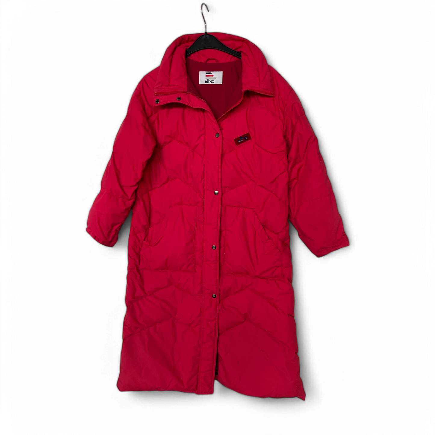 Elho Vintage Daunenmantel Damen Gr 40 Rot Wintermantel Steppmantel Lang 90s Retro