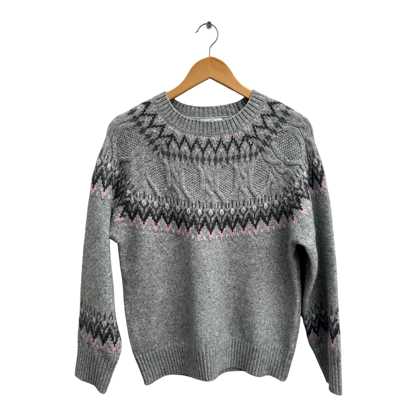 Gina Benotti Pullover Damen Gr S Grau Norwegermuster Winter Strick klassisch elegant