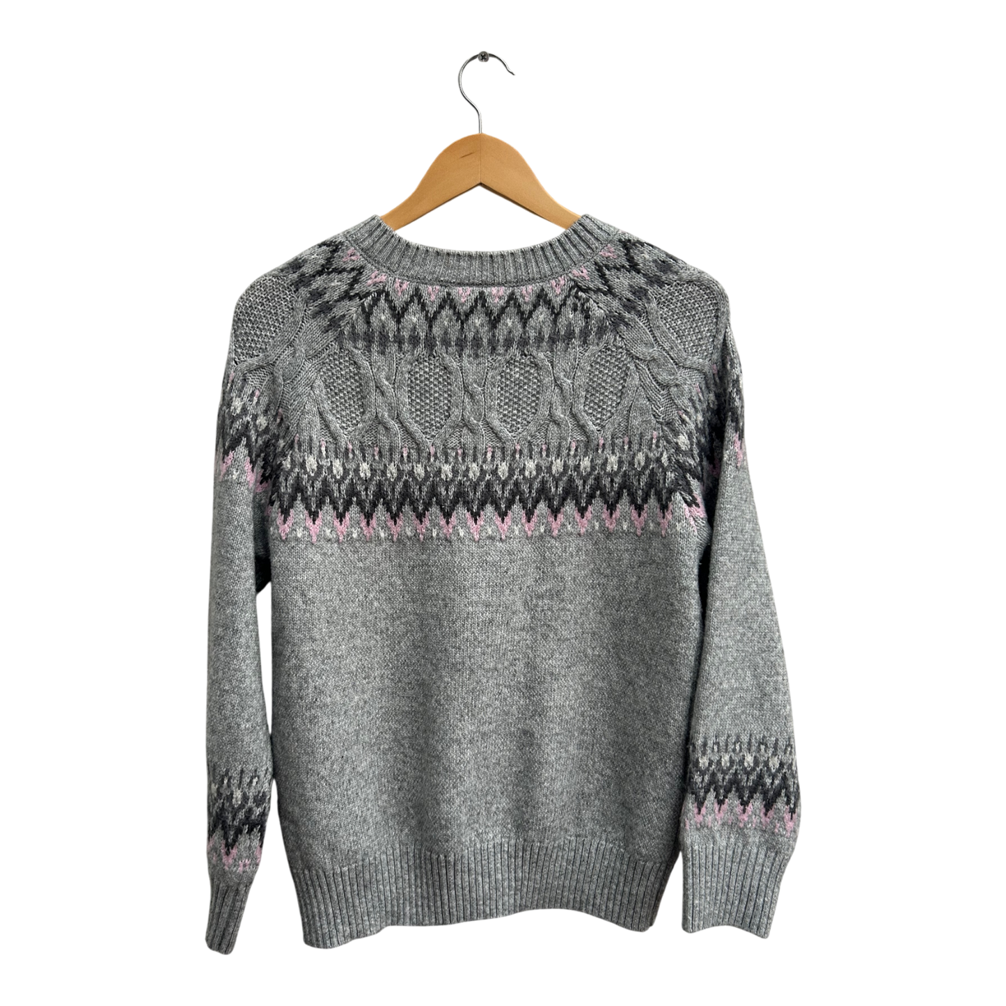 Gina Benotti Pullover Damen Gr S Grau Norwegermuster Winter Strick klassisch elegant