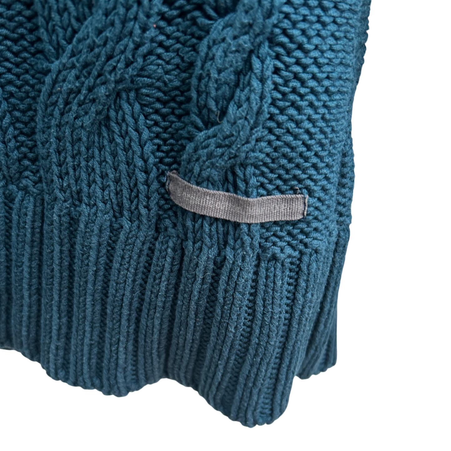 Marc O Polo Pullover Damen Gr L Petrol Rollkragen Zopfmuster Baumwolle klassisch elegant
